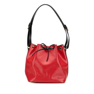 Louis Vuitton Epi Shoulder Bag Castilian Red Noir Black Leather